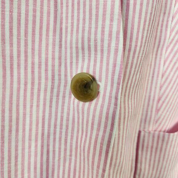 Talbots Woman Aberdeen Blazer Jacket Size 6 Linen Blend Pink Stripes Pockets - Picture 7 of 12
